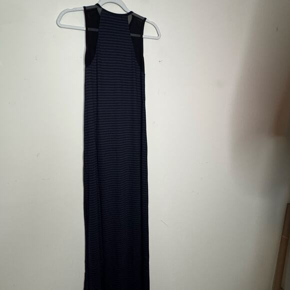 Laila Jayde Navy Black Stripe Maxi Dress Mesh Detail Sleeveless NWT XS - Picture 5 of 9